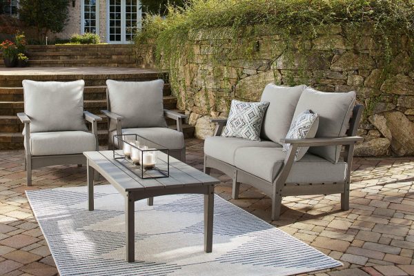 Visola Outdoor Loveseat, Lounge Chairs, Coffee Table Online now