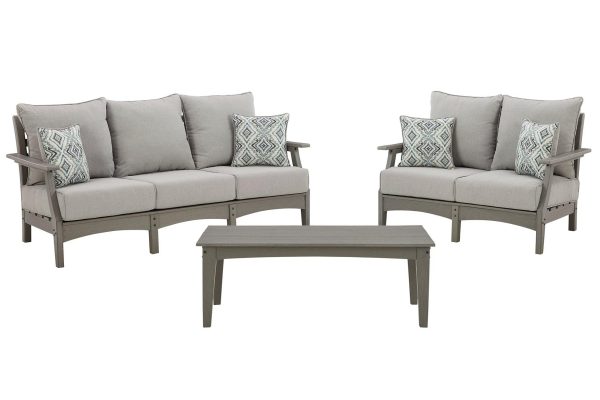 Visola Outdoor Sofa and Loveseat with Coffee Table Online Sale