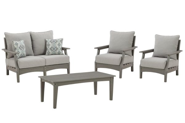 Visola Outdoor Loveseat, Lounge Chairs, Coffee Table Online now