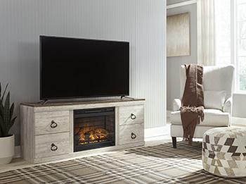 Willowton TV Stand with Electric Fireplace Discount