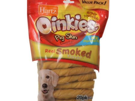 Oinkies Pig Skin Twists - Real Smoked Flavor Regular - 5  Long - 20 Pack by Hartz Online Hot Sale