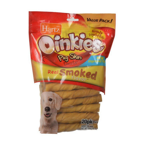 Oinkies Pig Skin Twists - Real Smoked Flavor Regular - 5  Long - 20 Pack by Hartz Online Hot Sale